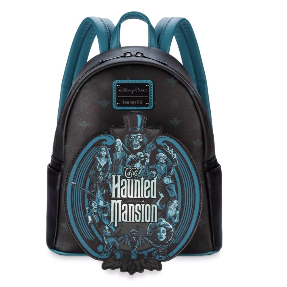 Disney Parks Haunted Mansion Glow in the Dark Loungefly Mini Backpack Black&Teal